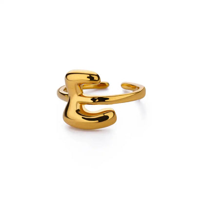 Anillo de Oro con Letra Personalizada en Burbuja (Ajustable)