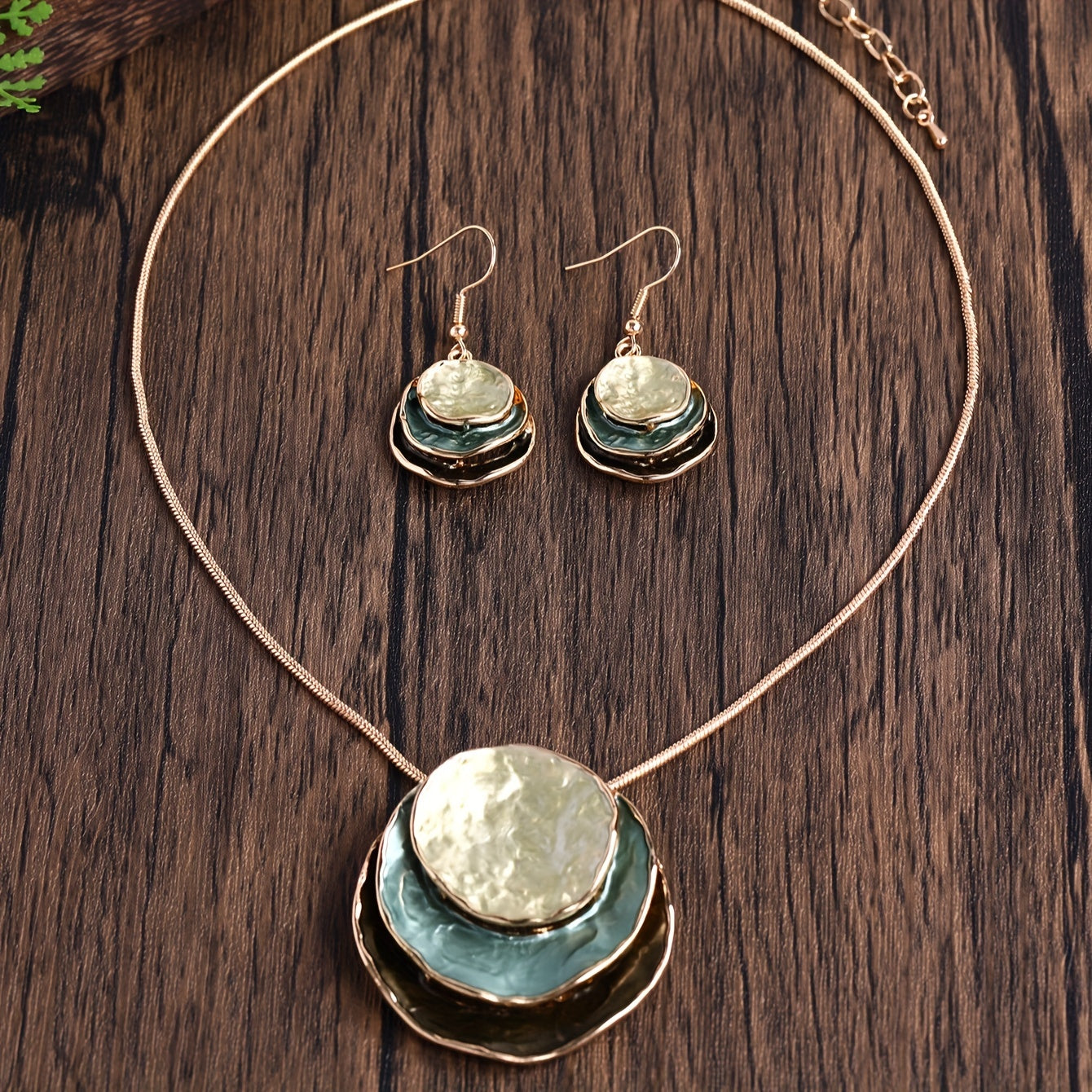 Conjunto Collar y Pendientes Boho Esmaltados Hecho A Mano