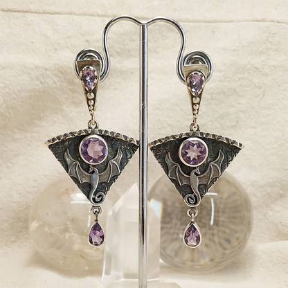 Pendientes Vintage en Plata con Circonita Malva