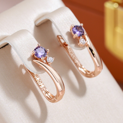 Pendientes Elegantes con Circonitas Moradas