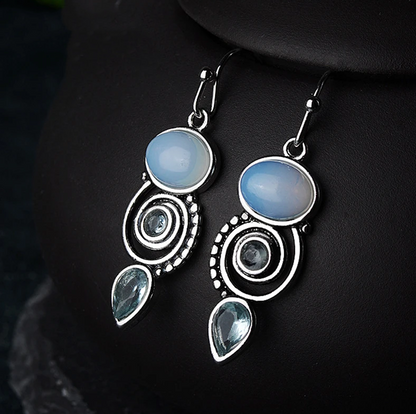 Pendientes vintage de cristal y piedra lunar