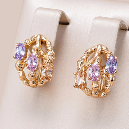 Pendientes Exóticos y Elegantes en Oro con Piedras Multicoloridas