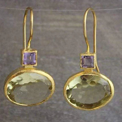 Pendientes de oro y cristal verde