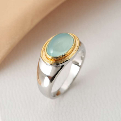 Anillo Vintage de Piedra Luna Verde