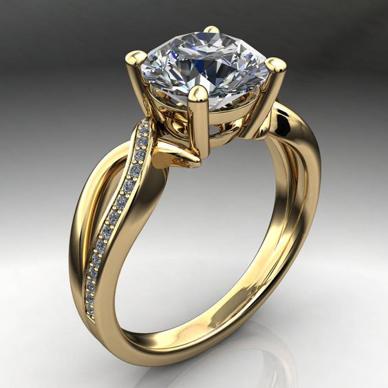 Anillo trenzado vintage en oro con circonita