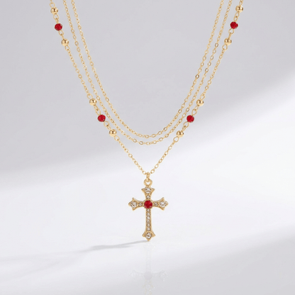 COLLAR CRUZ DE DIAMANTE Y COLORES