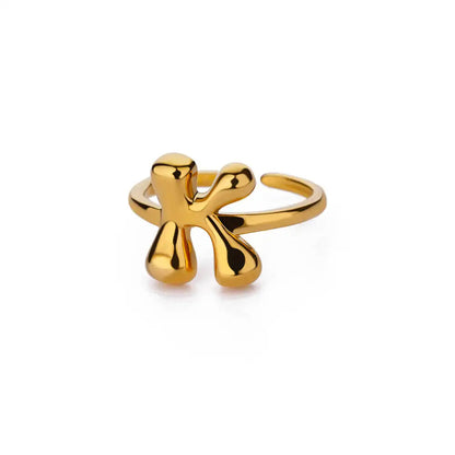 Anillo de Oro con Letra Personalizada en Burbuja (Ajustable)