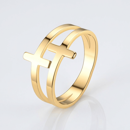 ANILLO DE PLATA DOBLE CRUZ GRACE