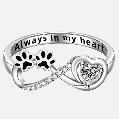 Anillo Con Circonitas En Forma De Pata Con Diseño De Corazón E Infinito