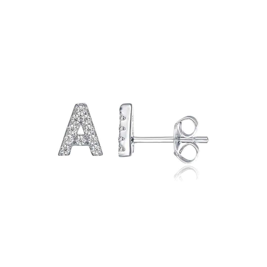Pendientes de Oro Blanco con Inicial